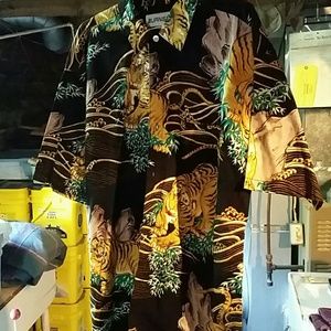 Male Burnside tiger print button down shirt